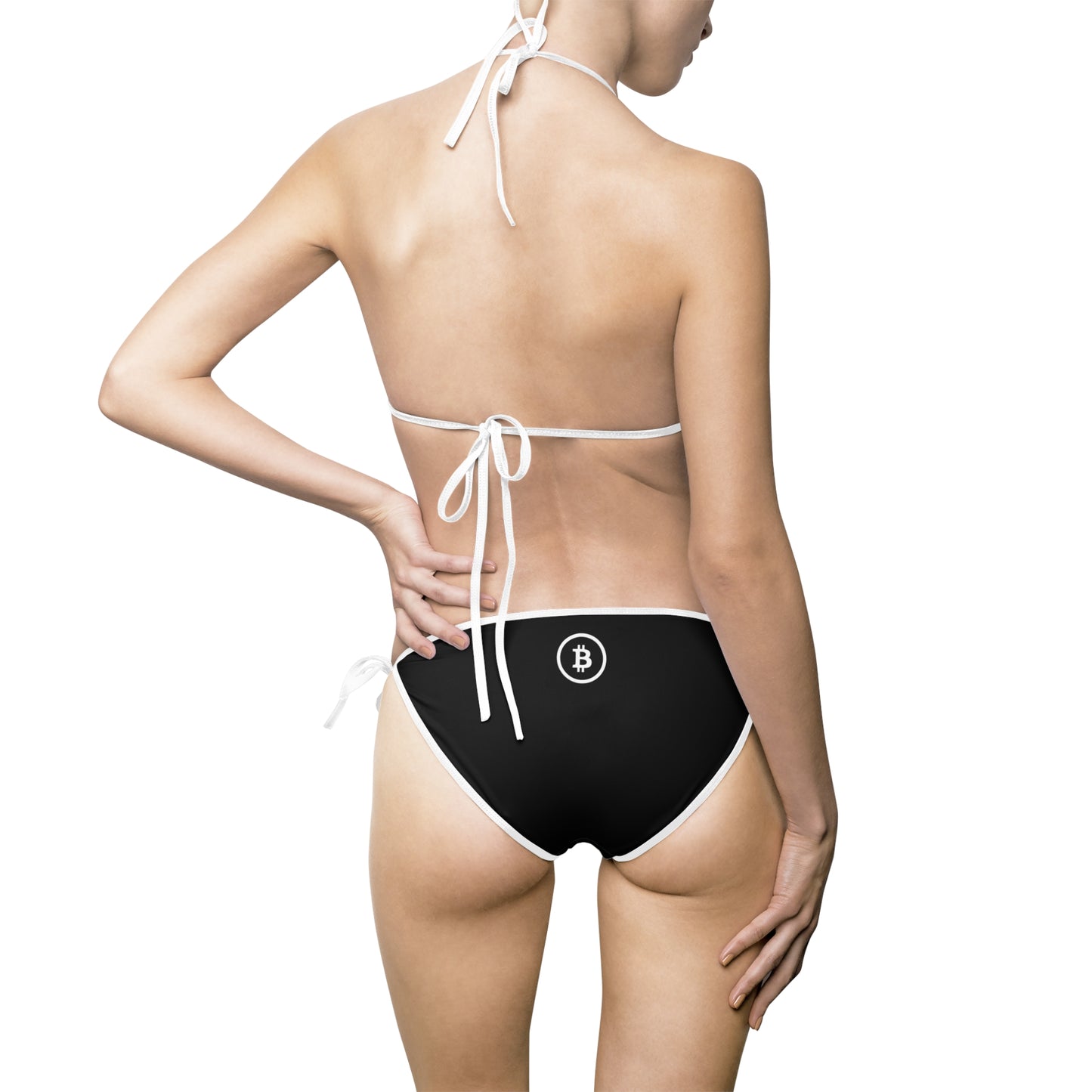 Black Bitcoin Triangle Bikini Swimsuit — Women's Tie-Side Two-Piece