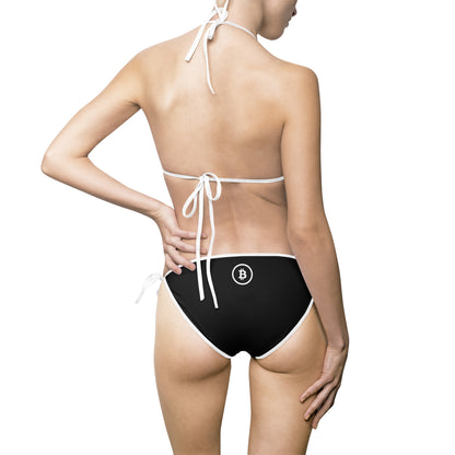 Black Bitcoin Triangle Bikini Swimsuit — Women's Tie-Side Two-Piece