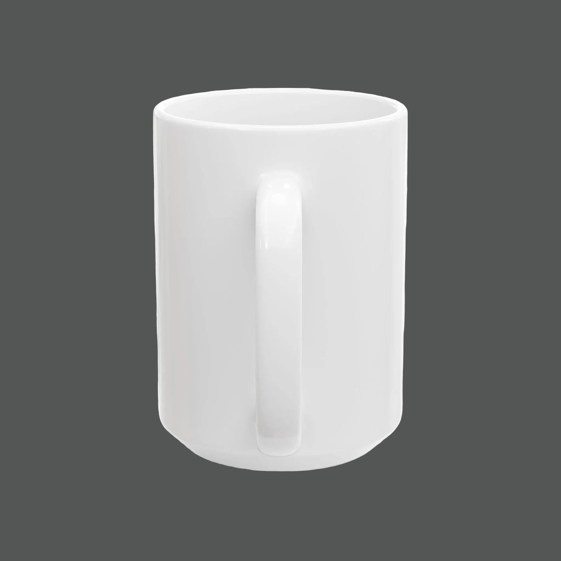 White ceramic mug on a white background