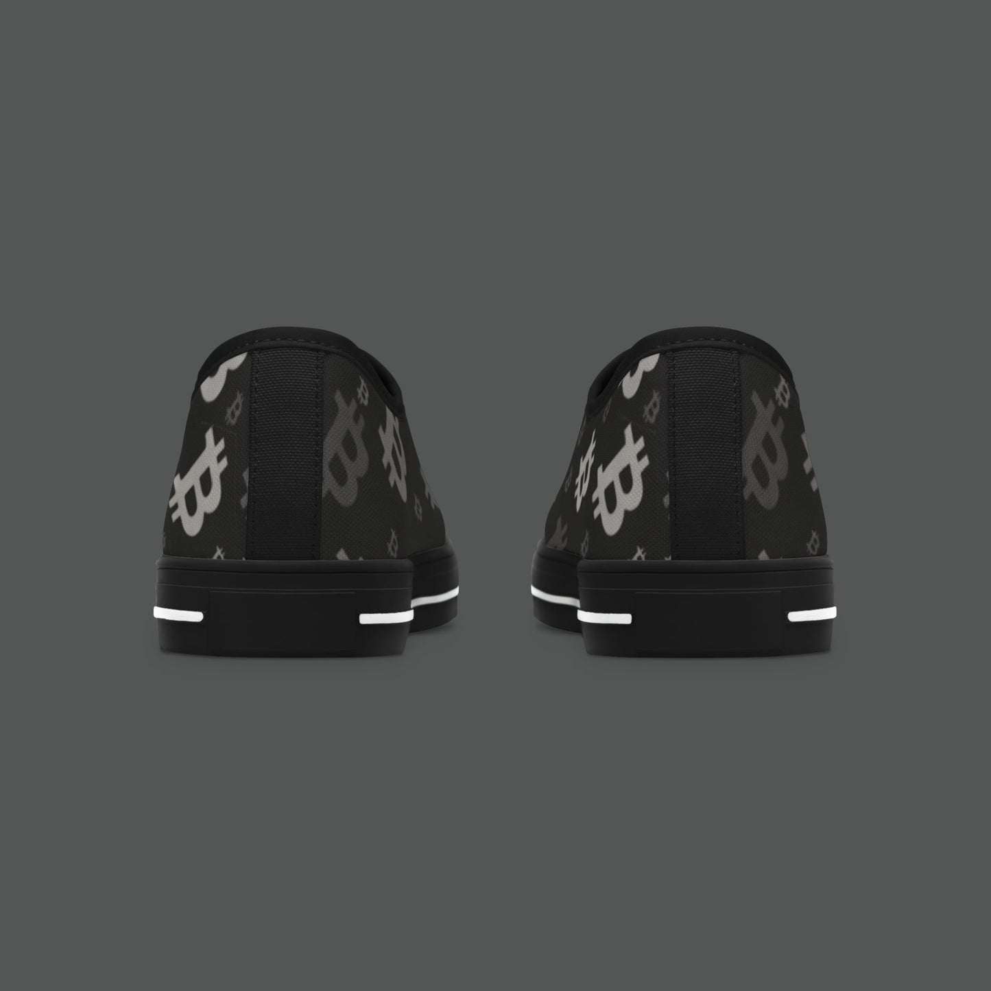 Bitcoin Pattern Low-Top Sneakers — Women's Crypto Logo Casual Shoes