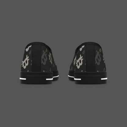 Bitcoin Pattern Low-Top Sneakers — Women's Crypto Logo Casual Shoes