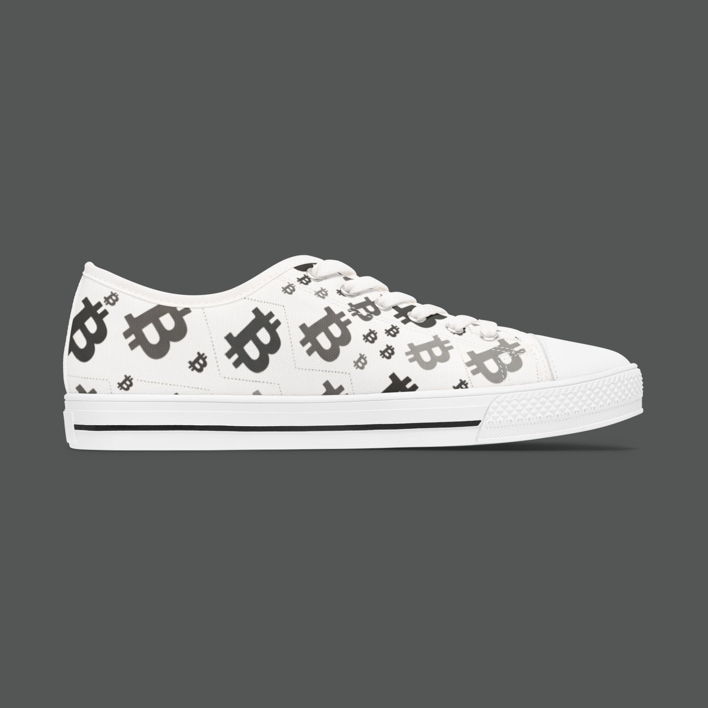 Bitcoin Pattern Low-Top Sneakers — Women's Crypto Logo Casual Shoes