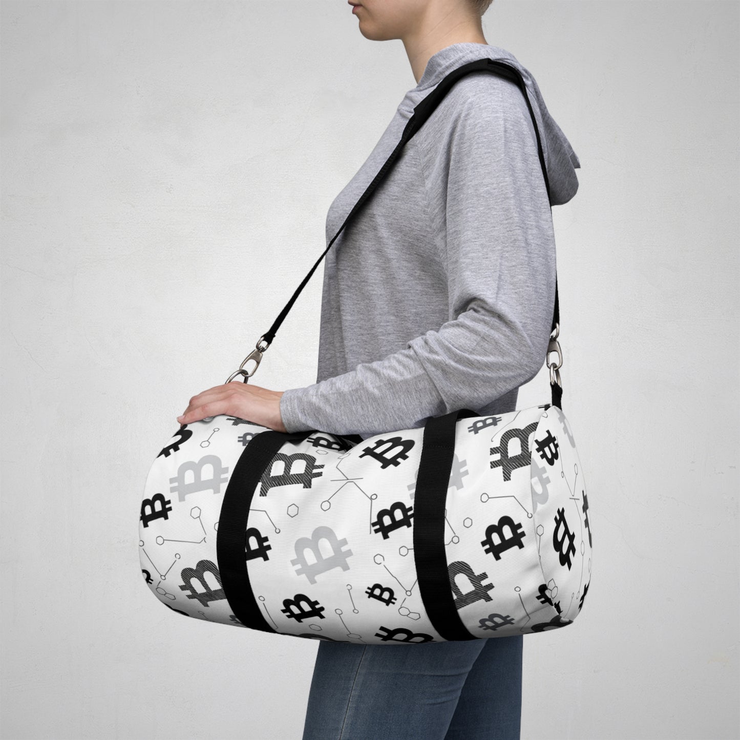 Bitcoin Pattern Duffel Bag – Crypto Travel Gym Bag