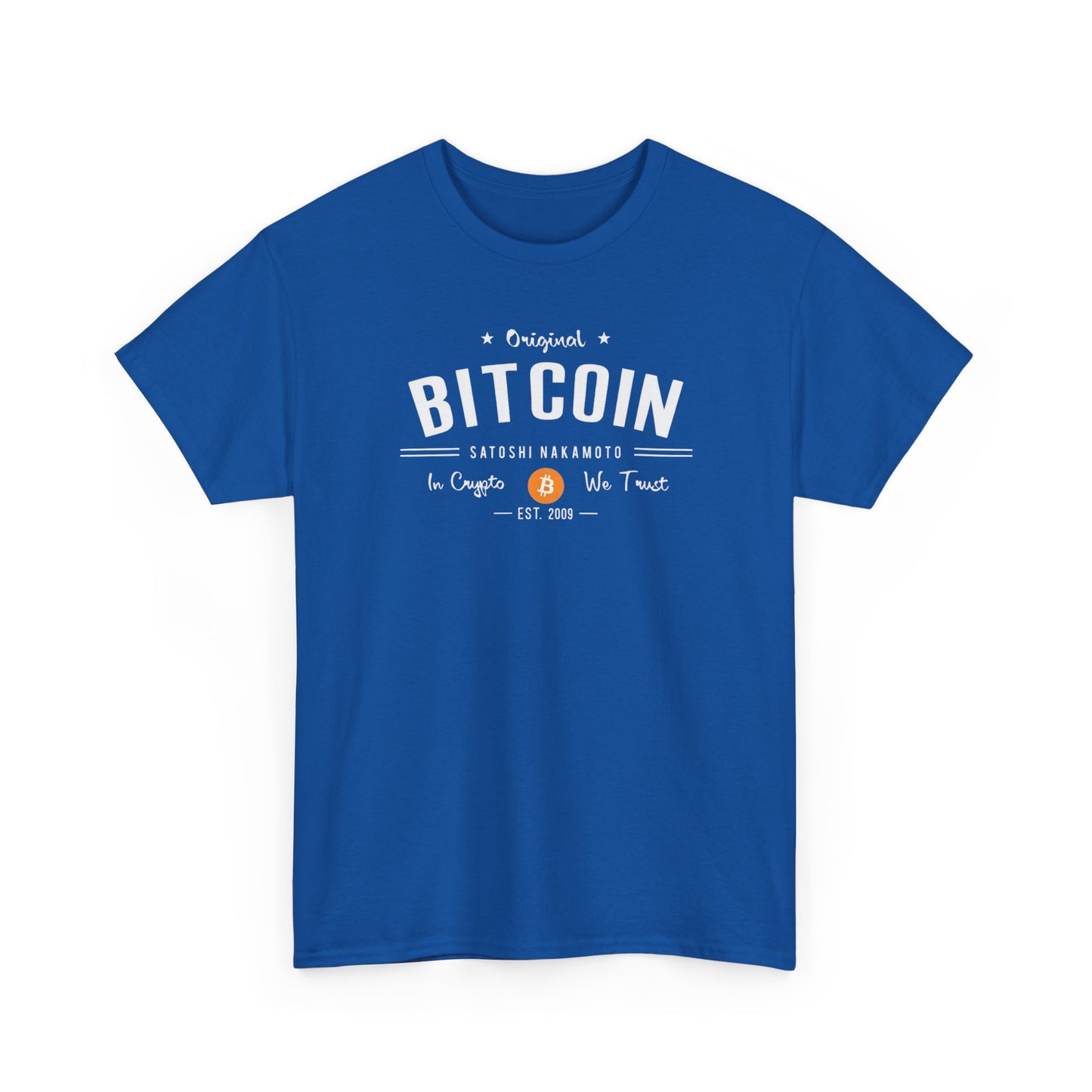 Bitcoin Vintage Logo Tee — 'In Crypto We Trust'
