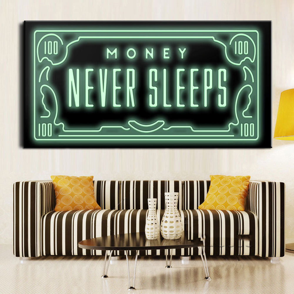 Money Never Sleeps Canvas