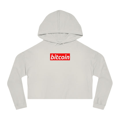 Cropped Hoodie — Red "Bitcoin" Logo Women's Crop Sweatshirt