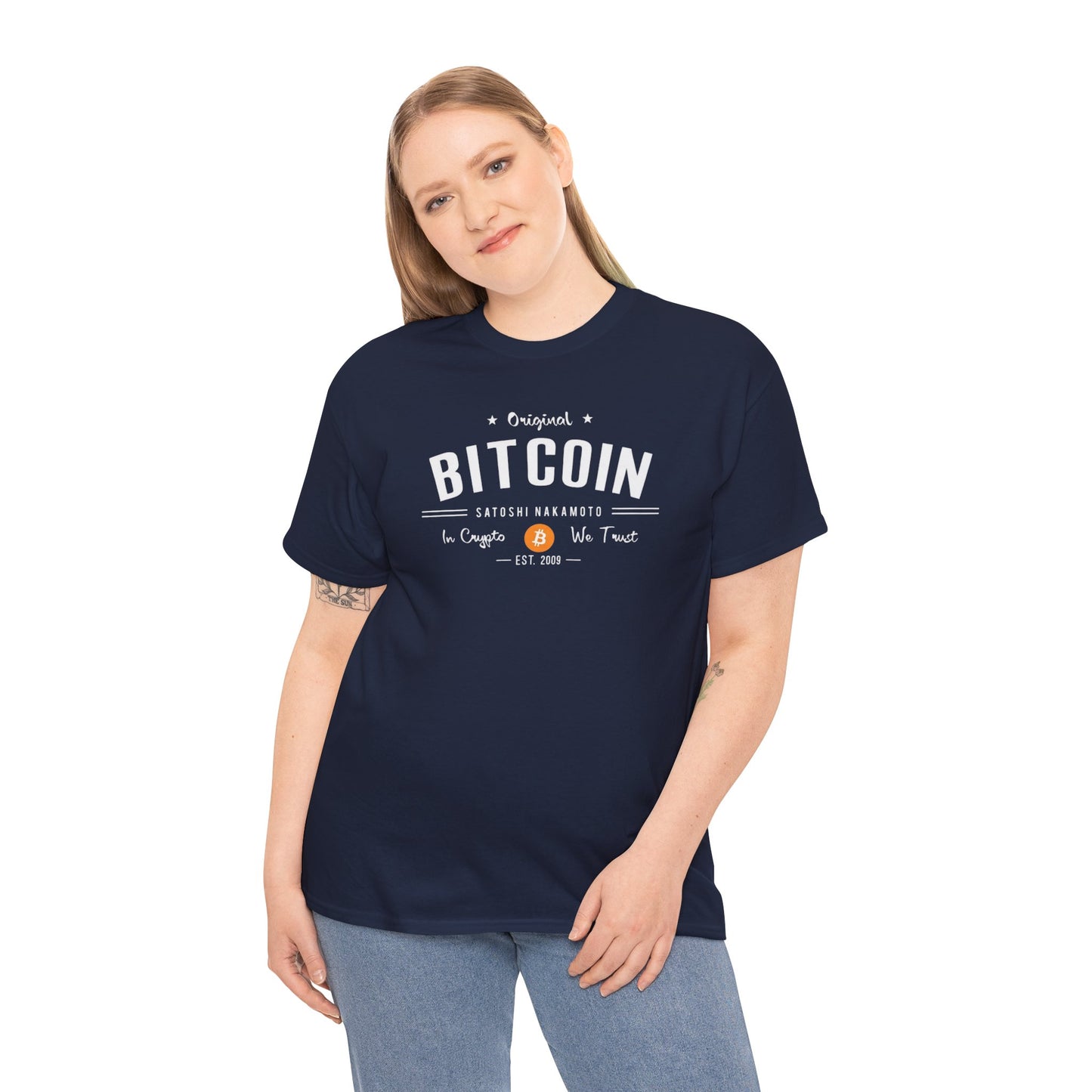 Bitcoin Vintage Logo Tee — 'In Crypto We Trust'