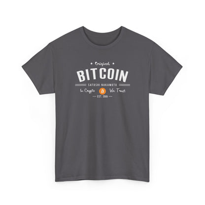 Bitcoin Vintage Logo Tee — 'In Crypto We Trust'