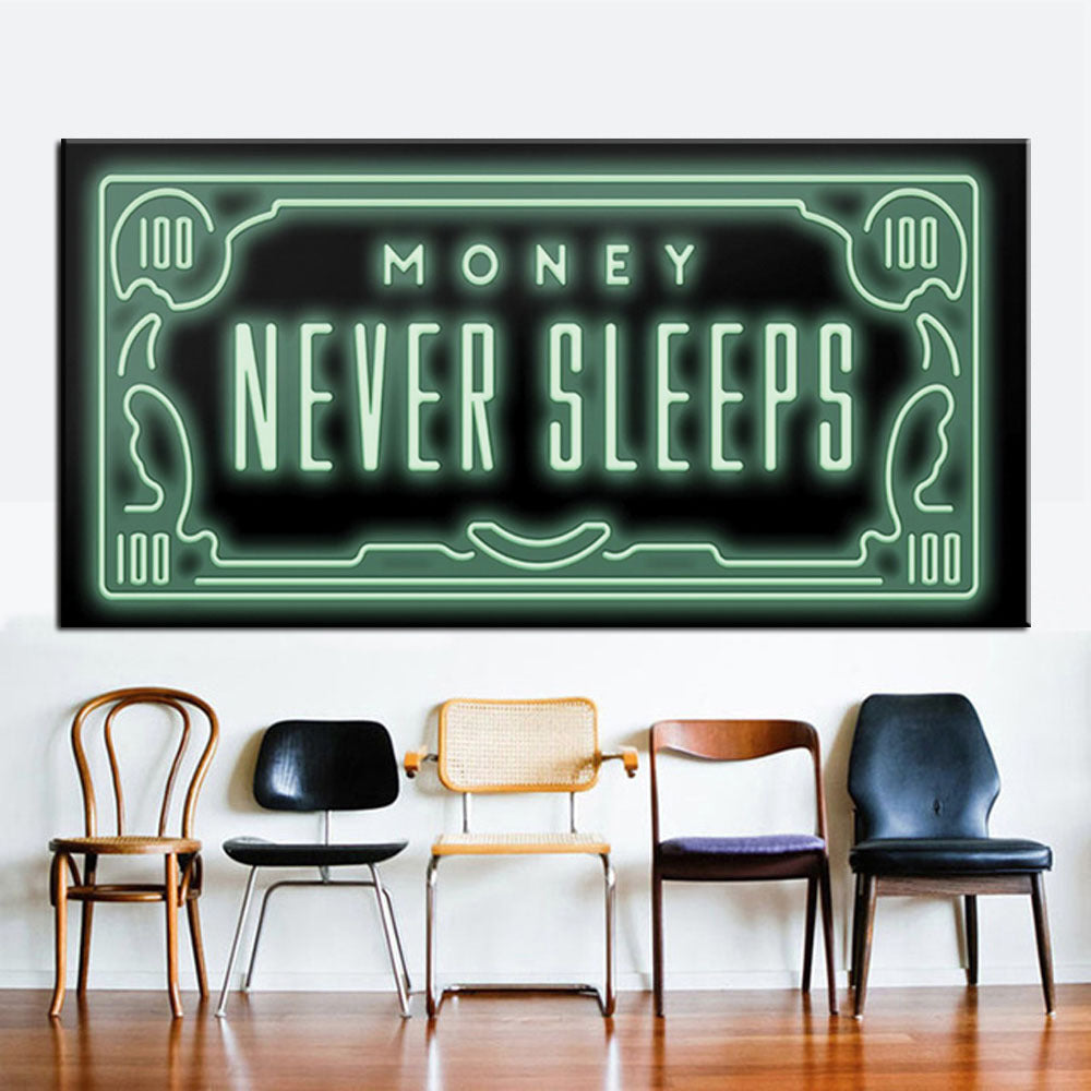 Money Never Sleeps Canvas