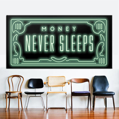 Money Never Sleeps Canvas