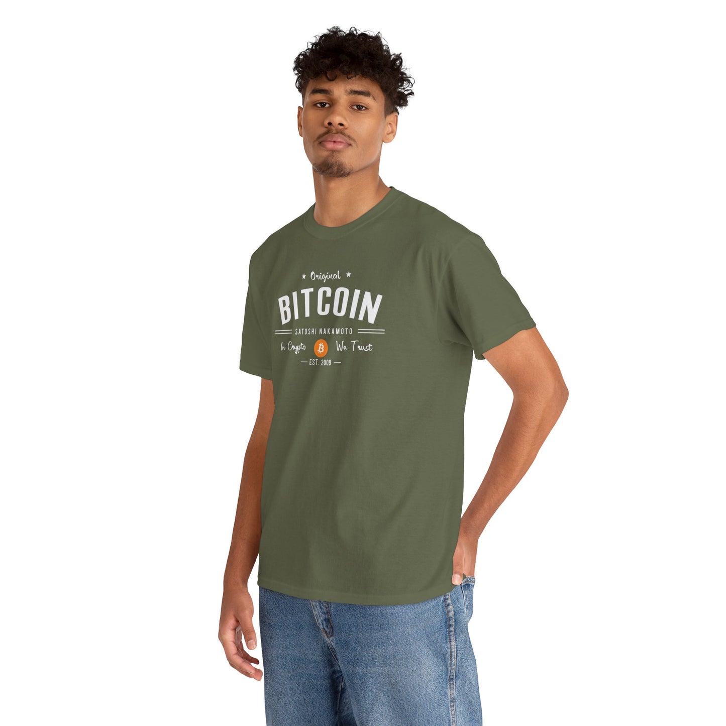 Bitcoin Vintage Logo Tee — 'In Crypto We Trust'