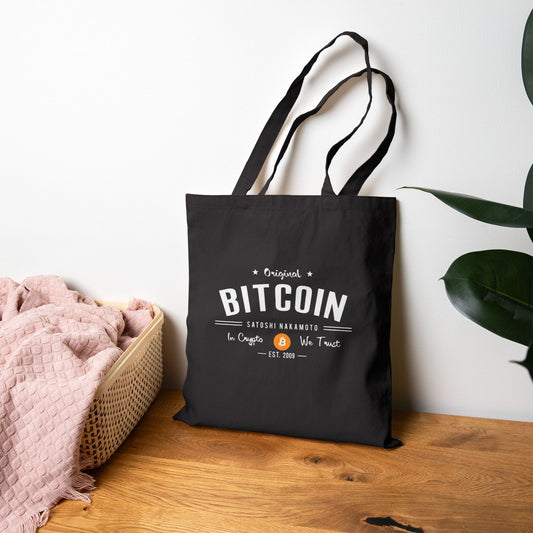 Bitcoin Vintage " In Crypto We Trust " Tote Bag