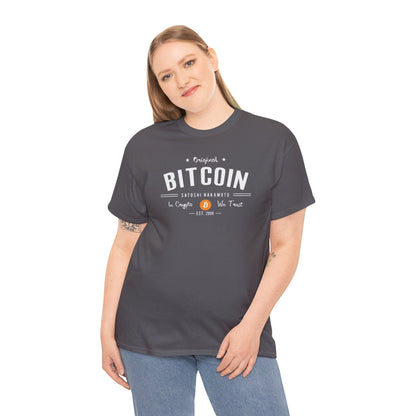 Bitcoin Vintage Logo Tee — 'In Crypto We Trust'