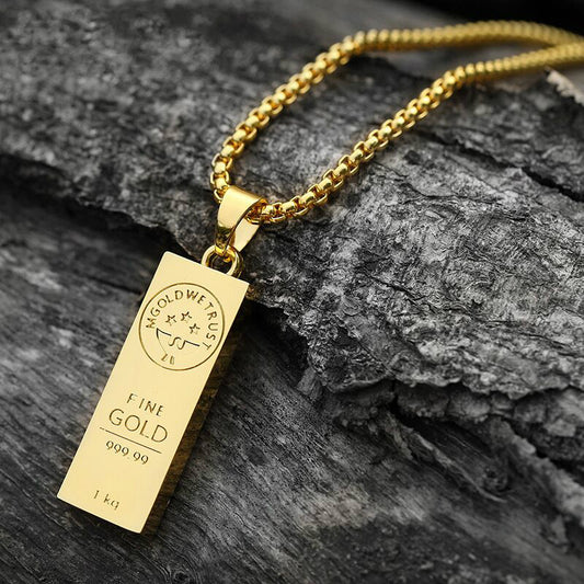 Gold Bar Pendant Necklace