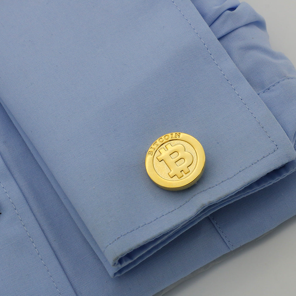 Men's Gold Bitcoin Cufflinks