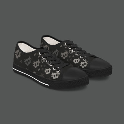 Bitcoin Pattern Low-Top Sneakers — Women's Crypto Logo Casual Shoes