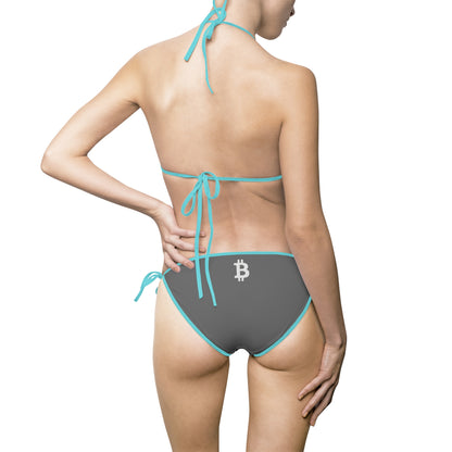 Gray Bitcoin Logo Bikini — Women's Tie-Side Two-Piece Swimsuit