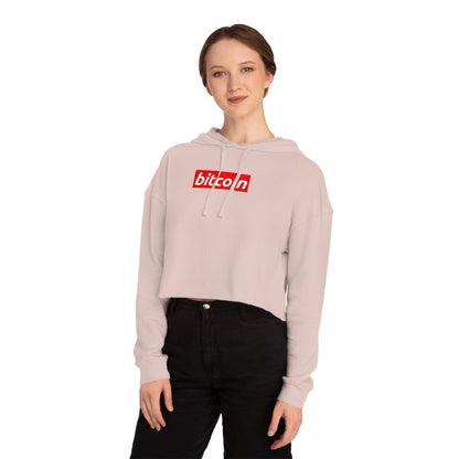 Cropped Hoodie — Red "Bitcoin" Logo Women's Crop Sweatshirt