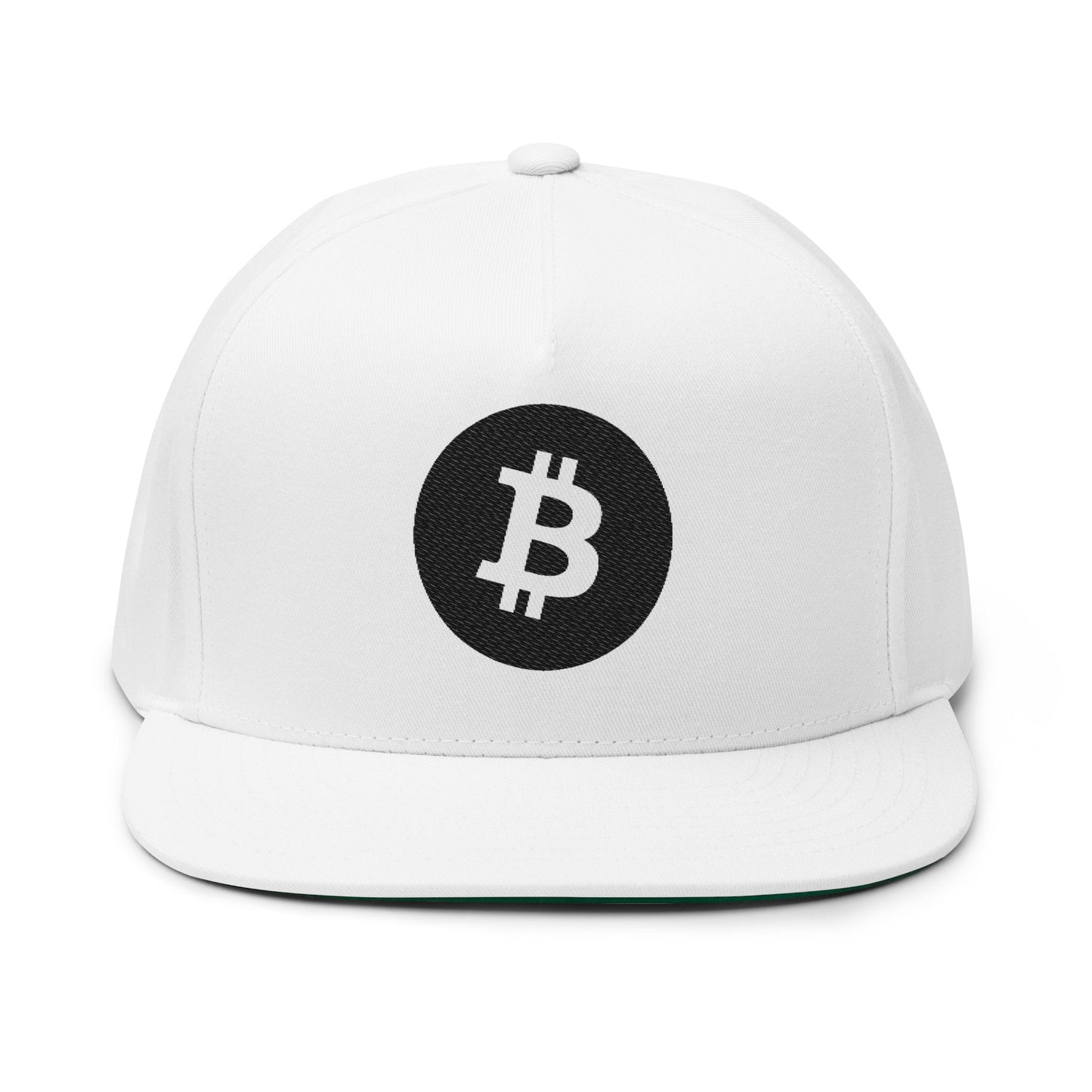 Bitcoin Embroidered Flat Bill Cap — Bitcoin Logo Snapback