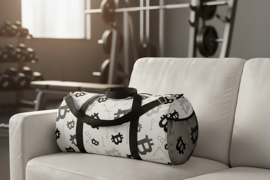 Bitcoin Pattern Duffel Bag – Crypto Travel Gym Bag