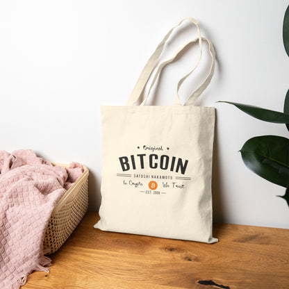 Bitcoin Vintage " In Crypto We Trust " Tote Bag