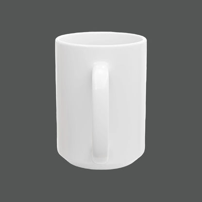 White ceramic mug on a white background