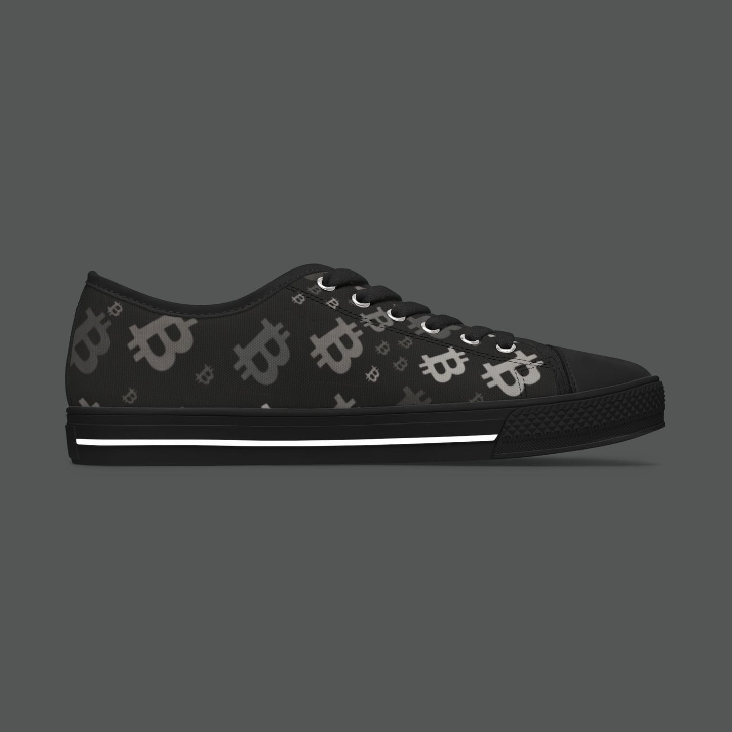 Bitcoin Pattern Low-Top Sneakers — Women's Crypto Logo Casual Shoes