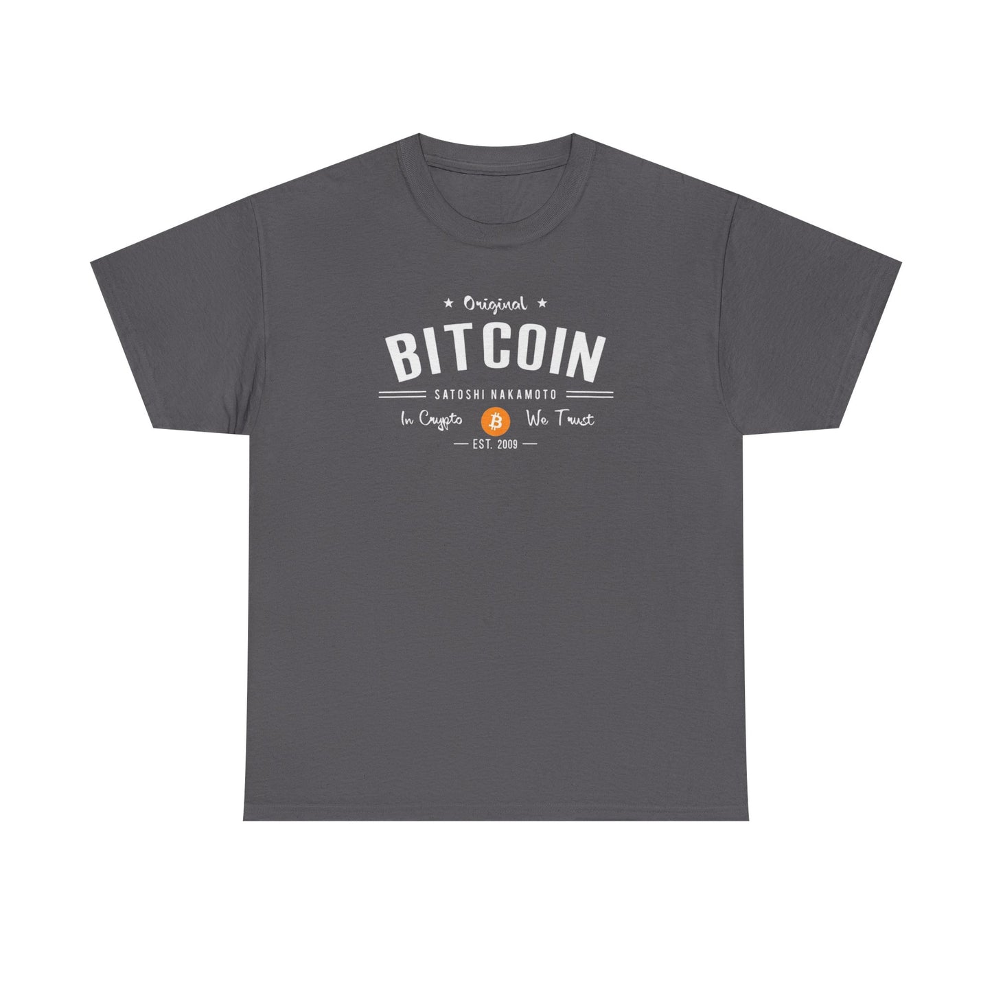 Bitcoin Vintage Logo Tee — 'In Crypto We Trust'