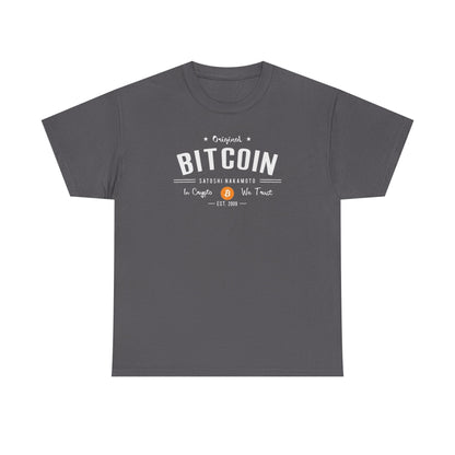Bitcoin Vintage Logo Tee — 'In Crypto We Trust'