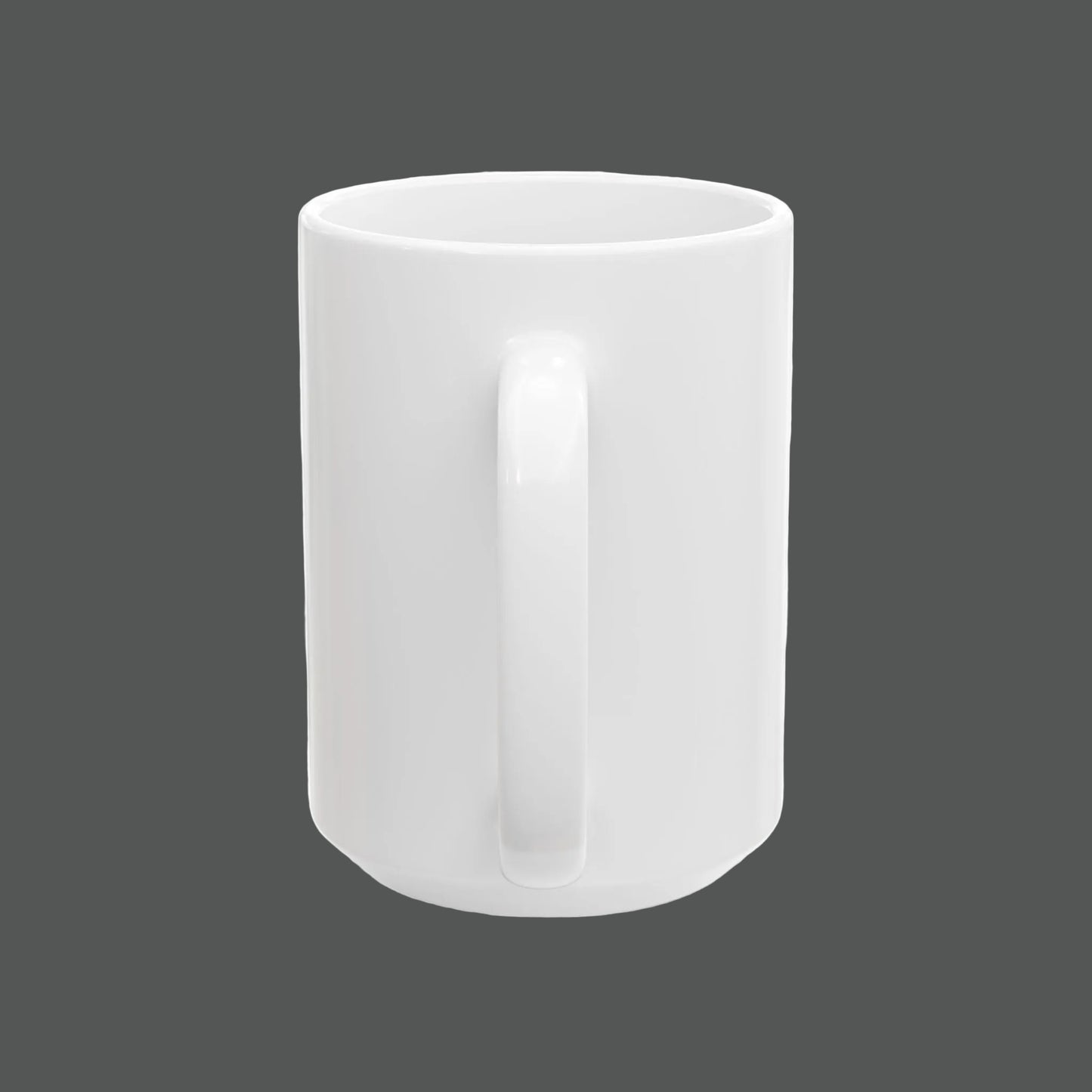 White ceramic mug on a white background