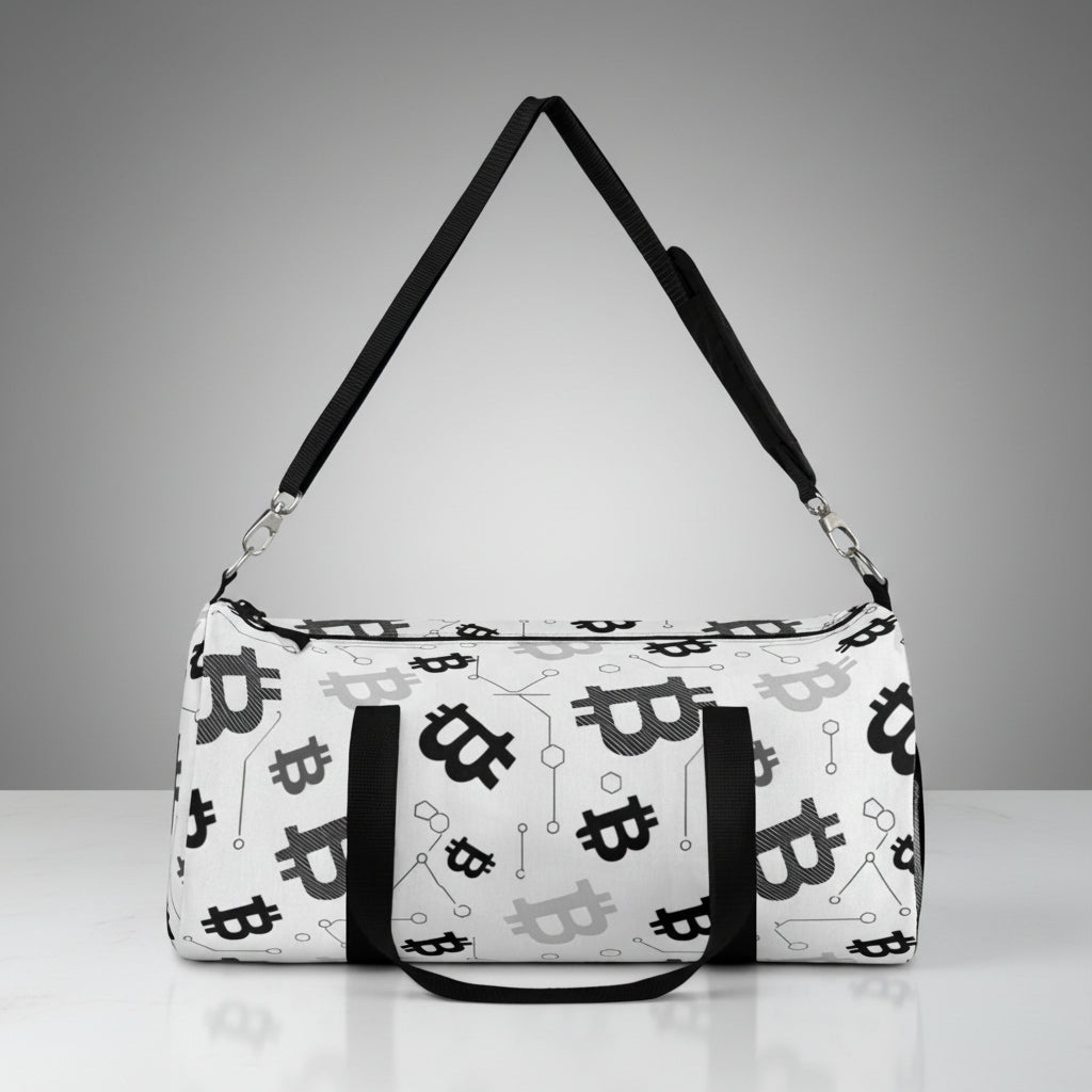 Bitcoin Pattern Duffel Bag – Crypto Travel Gym Bag