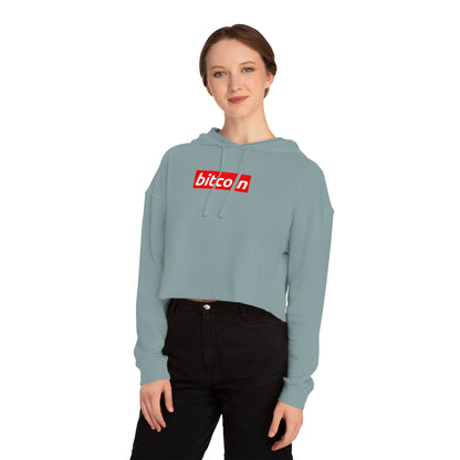 Cropped Hoodie — Red "Bitcoin" Logo Women's Crop Sweatshirt