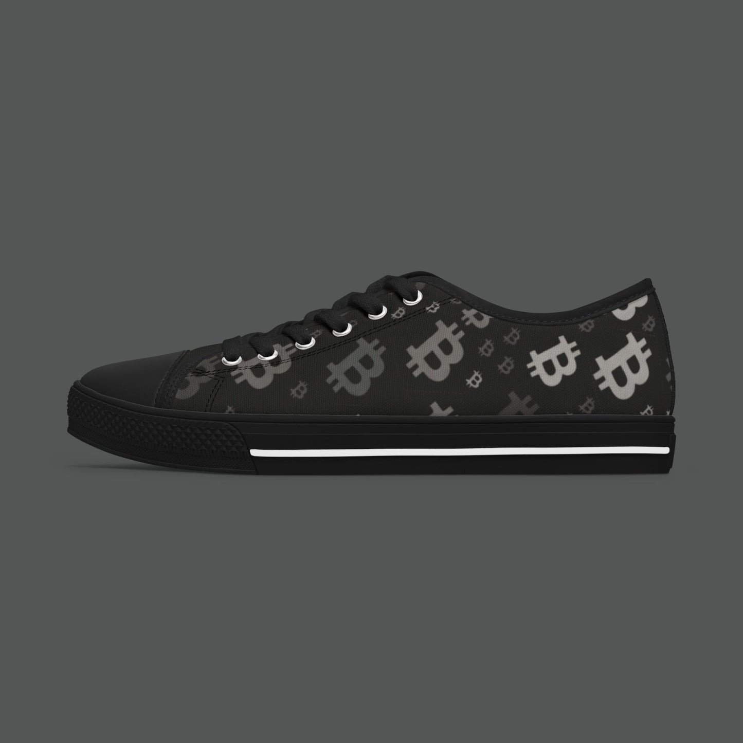 Bitcoin Pattern Low-Top Sneakers — Women's Crypto Logo Casual Shoes