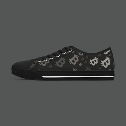 Bitcoin Pattern Low-Top Sneakers — Women's Crypto Logo Casual Shoes