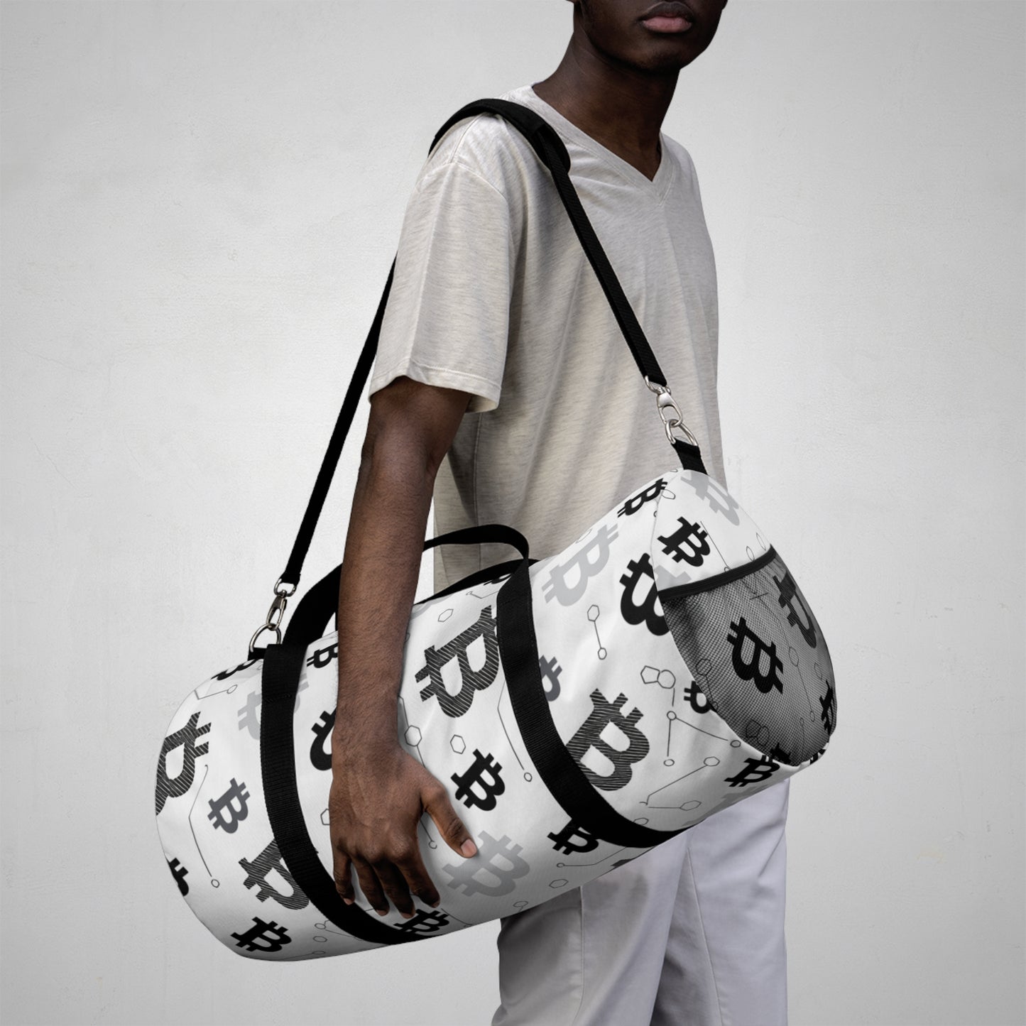 Bitcoin Pattern Duffel Bag – Crypto Travel Gym Bag