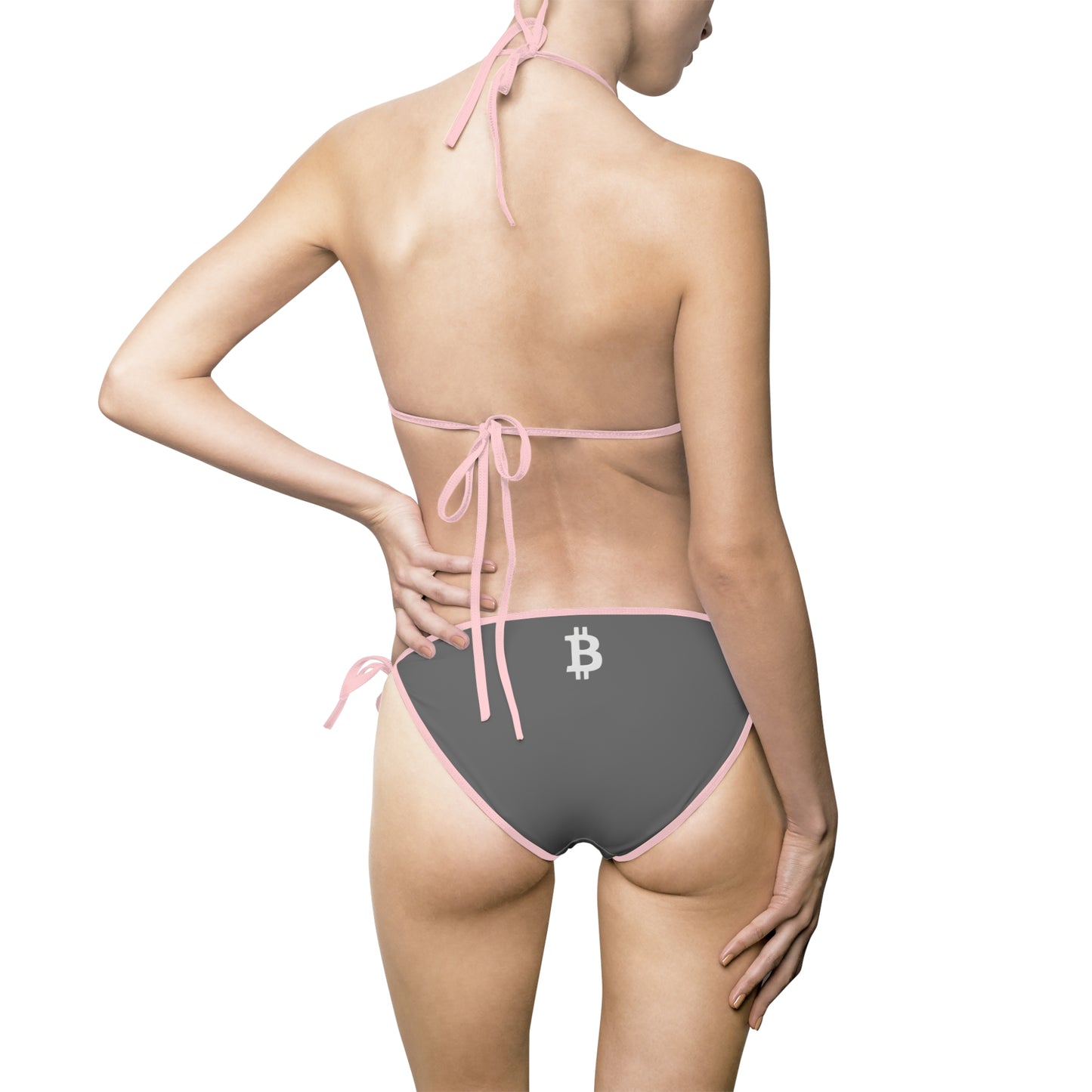 Gray Bitcoin Logo Bikini — Women's Tie-Side Two-Piece Swimsuit
