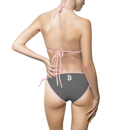 Gray Bitcoin Logo Bikini — Women's Tie-Side Two-Piece Swimsuit