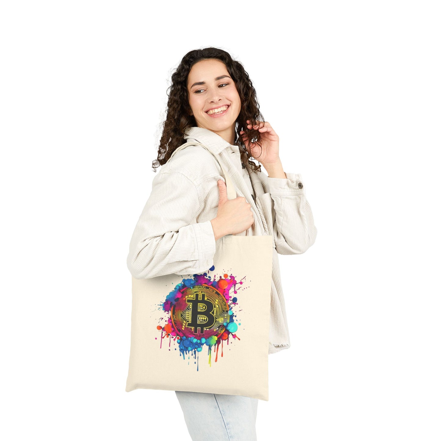Bitcoin Splash Canvas Tote