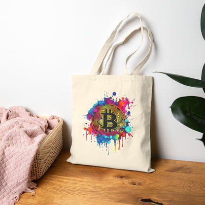 Bitcoin Splash Canvas Tote