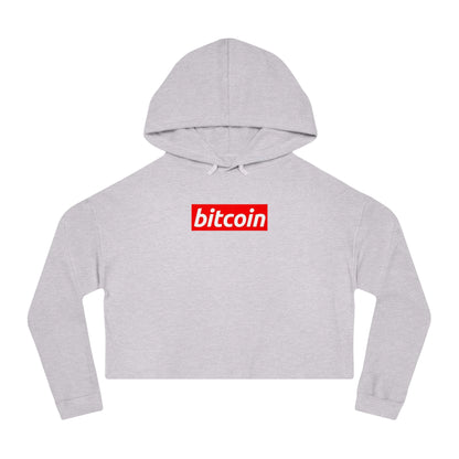 Cropped Hoodie — Red "Bitcoin" Logo Women's Crop Sweatshirt