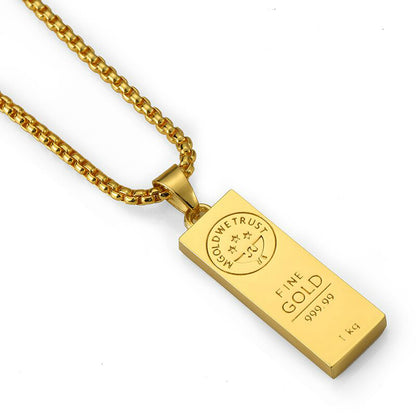 Gold Bar Pendant Necklace