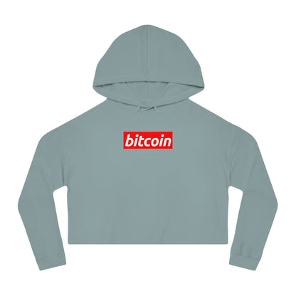 Cropped Hoodie — Red "Bitcoin" Logo Women's Crop Sweatshirt