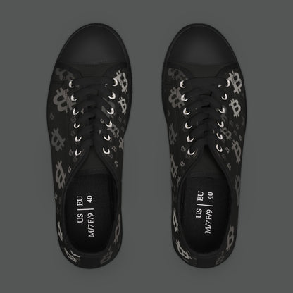 Bitcoin Pattern Low-Top Sneakers — Women's Crypto Logo Casual Shoes