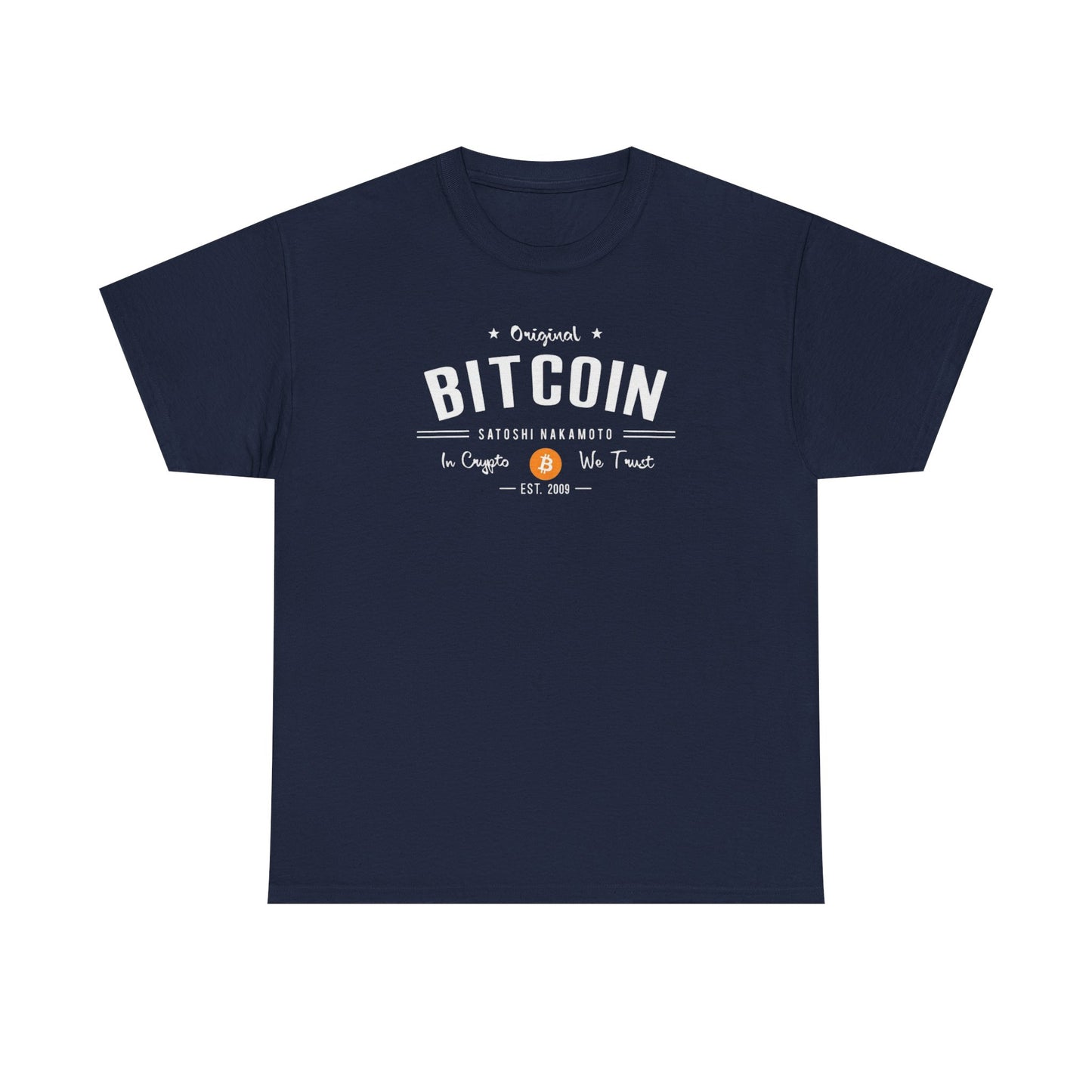 Bitcoin Vintage Logo Tee — 'In Crypto We Trust'