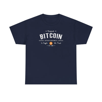 Bitcoin Vintage Logo Tee — 'In Crypto We Trust'