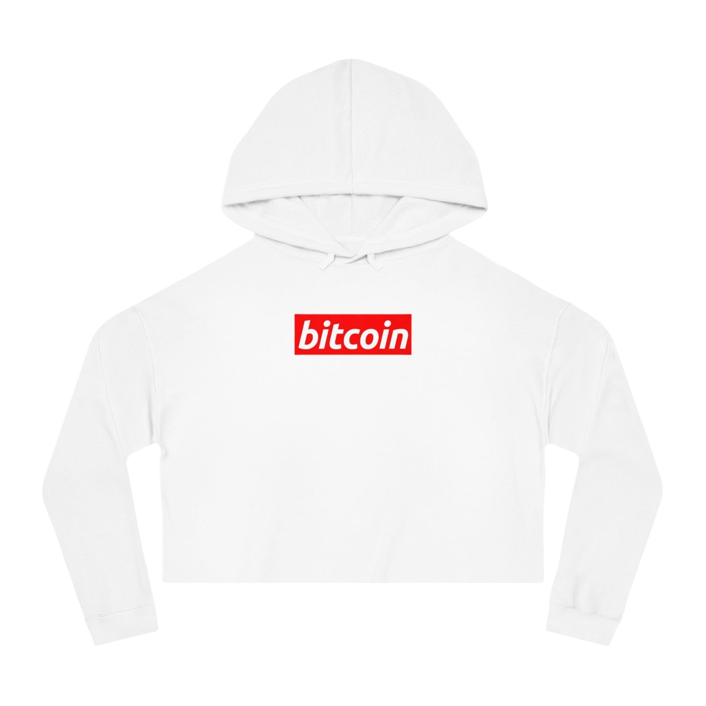 Cropped Hoodie — Red "Bitcoin" Logo Women's Crop Sweatshirt