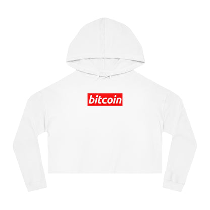 Cropped Hoodie — Red "Bitcoin" Logo Women's Crop Sweatshirt