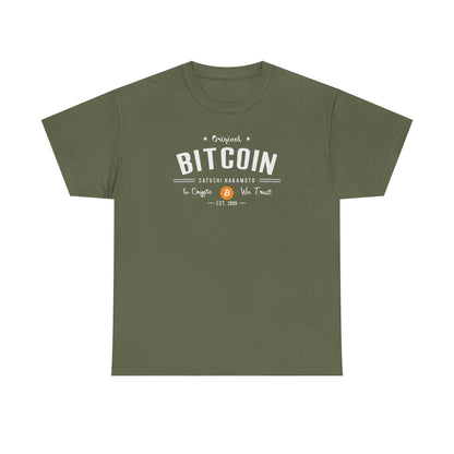 Bitcoin Vintage Logo Tee — 'In Crypto We Trust'