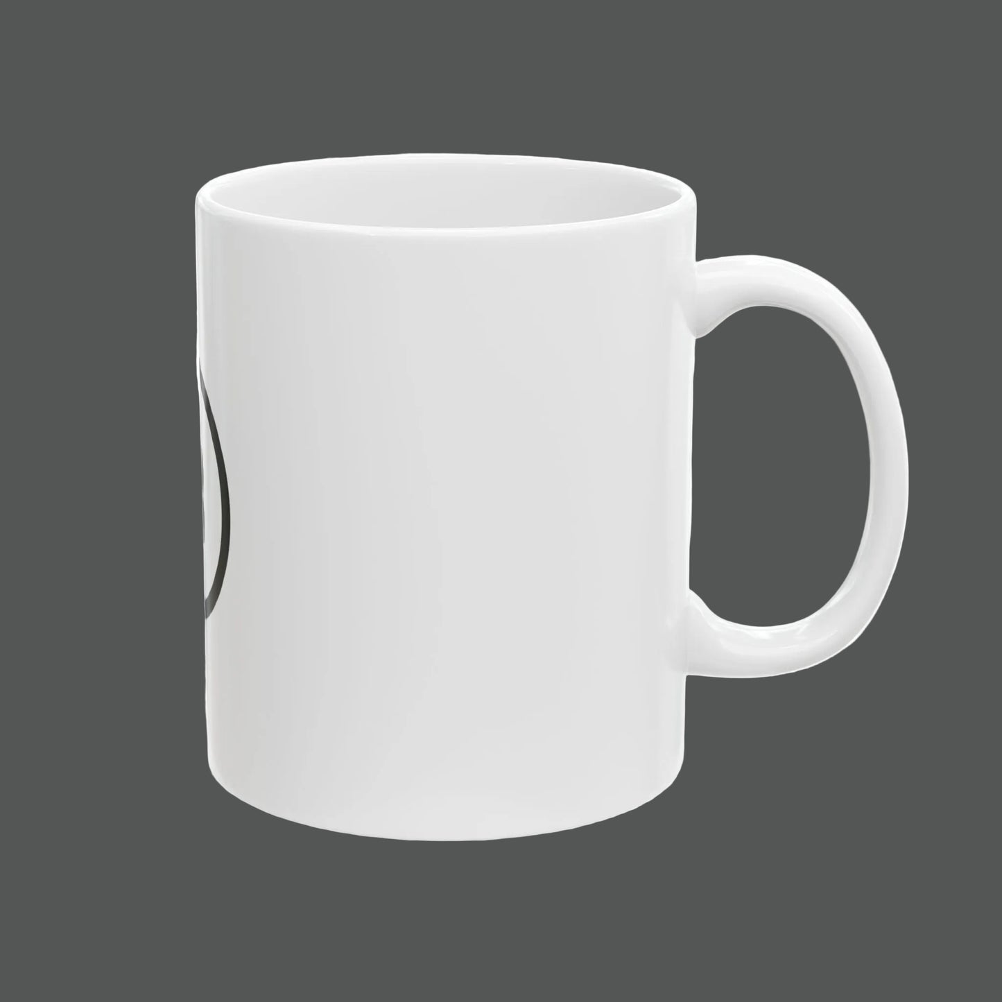 White ceramic mug on a white background
