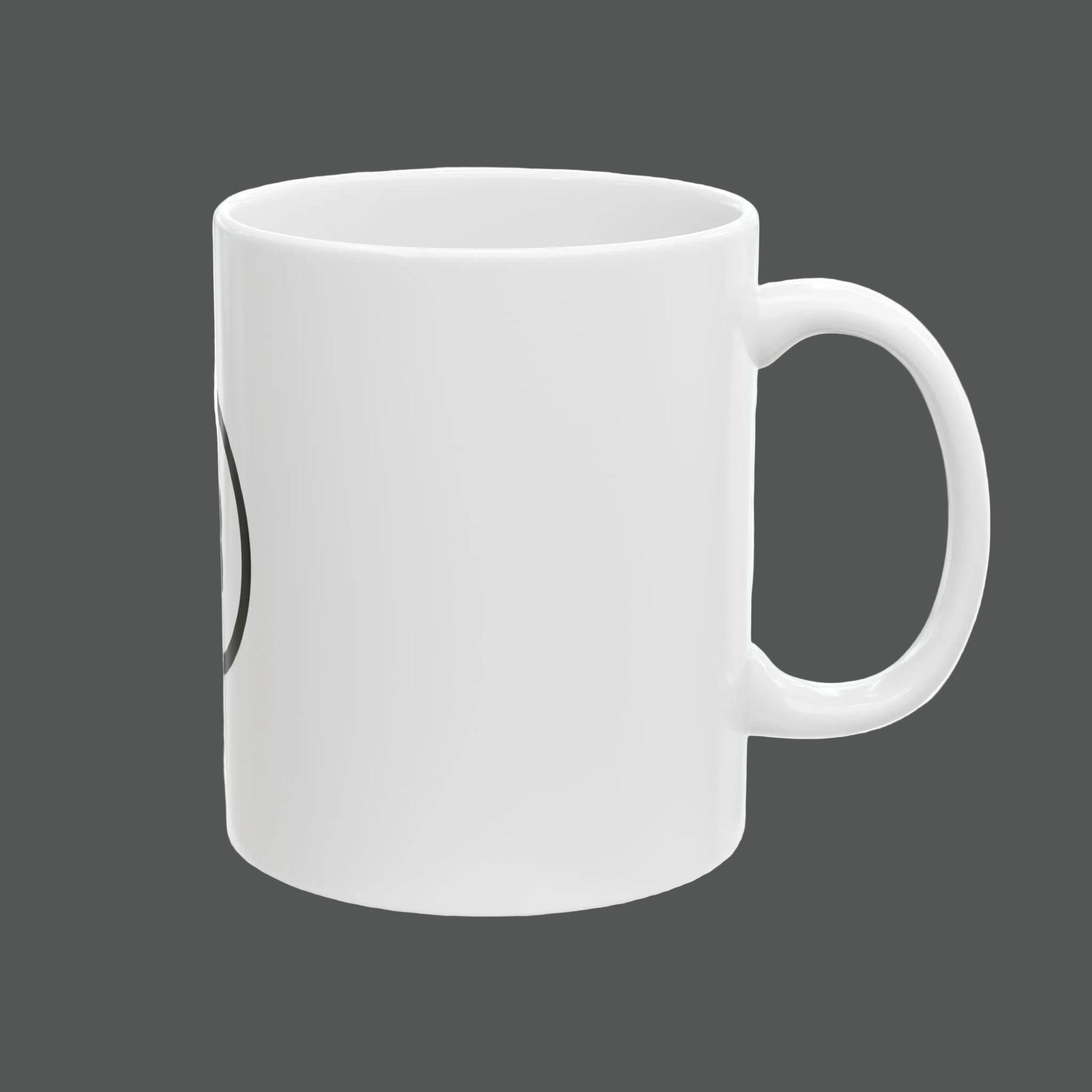 White ceramic mug on a white background